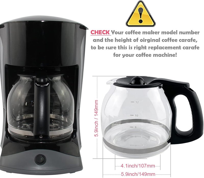 Cestlaive 12-Cup Replacement Coffee Carafe Compatible with Mr. Coffee Coffee maker Pot, Replace Part# PLD12 PLD12-RB Series, Black Handle - Image 3